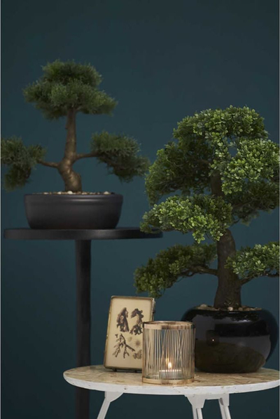 Bimë artificiale Emerald Ficus Mini Bonsai, 47 cm, në vazo, jeshile