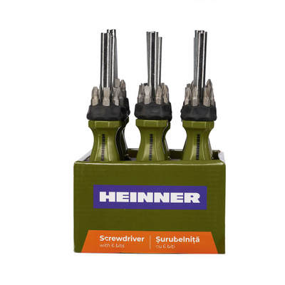 Set kaçavidash Heinner, 6 copë, bit-a 2.5 mm, çelik plastike