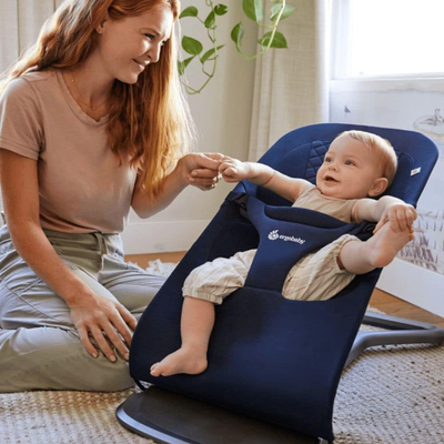Shezlong bebe Ergobaby Evolve 3 në 1, ergonomik, i palosshëm, blu e errët