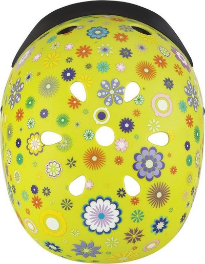 Helmë për kalamoj Globber Elite Lights Jr 507-106, përmasë 48-53 cm, me dritë LED, jeshile me lule