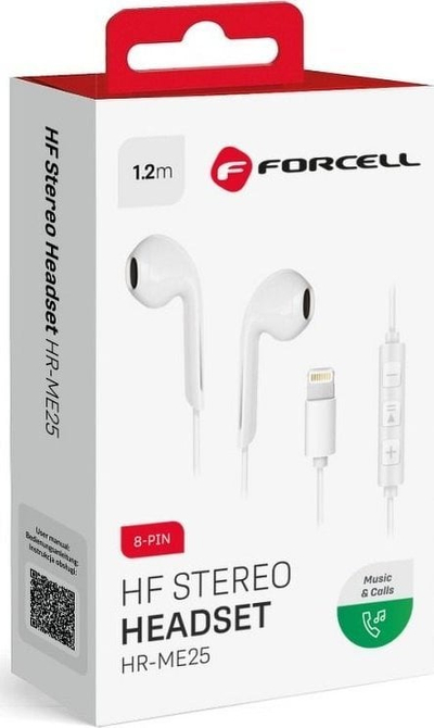 Kufje Lightning Forcell hands free, me mikrofon edhe telekomandë multifunksionale, të bardha