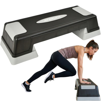 Platformë aerobie Eb Fit Step, 70 cm, lartësi e rregullueshme, gri e zezë