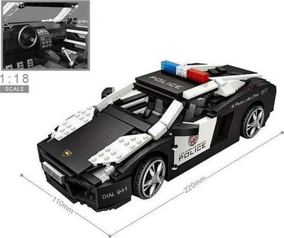 Set konstruktues LOZ Police Car, për fëmijë, makinë policie, shumëngjyrëshe