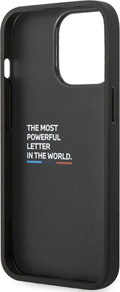 Mbulesë telefoni BMW M Collection për iPhone 14 Pro, lëkurë PU, me tre ngjyra, e zezë