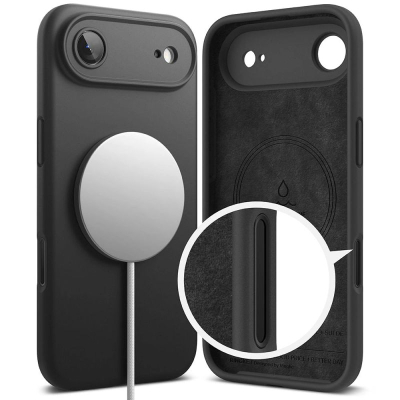 Mbrojtëse telefoni Ringke Silicone Magnetic MagSafe, për iPhone 17 Air 17 Pro, silikoni, e zezë