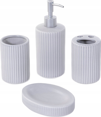 Set aksesorësh banjo qeramik, 4 copa, kafe