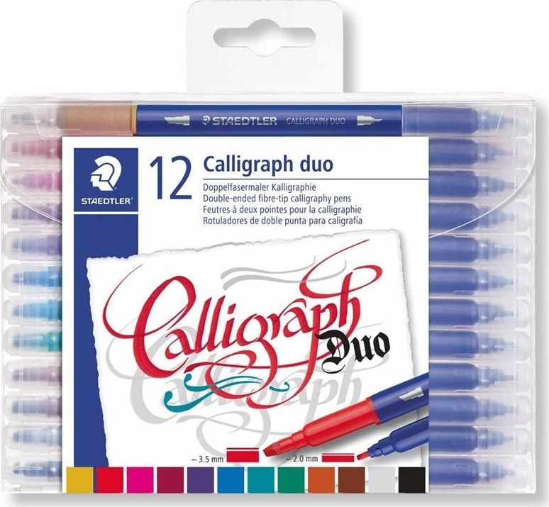 Marker kalligrafie Staedtler Calligraphy Artist, 2-3.5 mm, 12 ngjyra, e zezë
