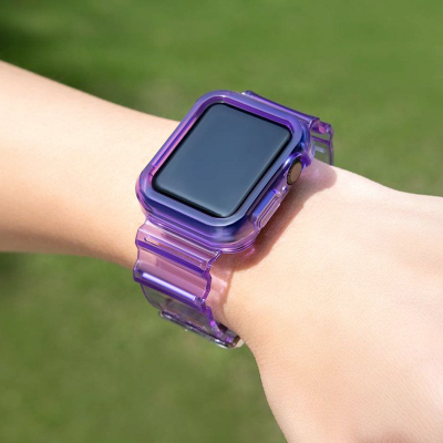 Rrip për Apple Watch 42/44mm, TPU, me kasë mbrojtëse, vjollcë transparente