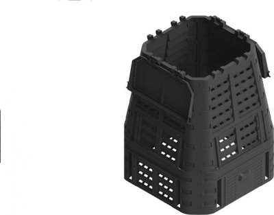 Kompost i kopshtit modular, 480L, një dhomë, i zi