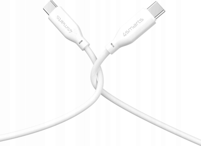Kabllo USB-C në USB-C 4smarts High Flex, silikoni, 60W, 1.5m, e bardhë