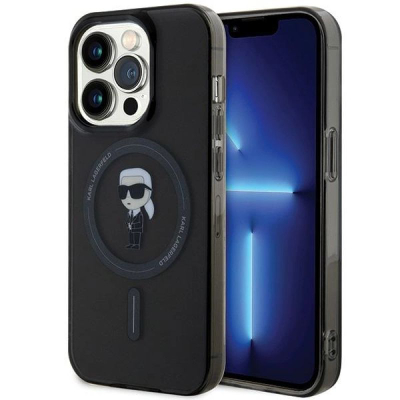 Maskë mbrojtëse Karl Lagerfeld IML Ikonik MagSafe për iPhone 15 Pro, e zezë