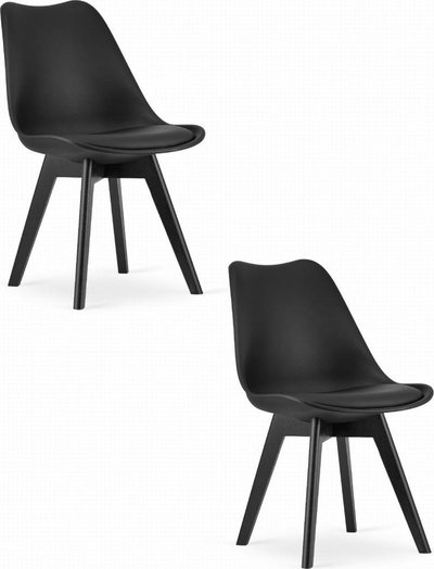 Karrige MARK, set 2 copë, këmbë druri, e zezë