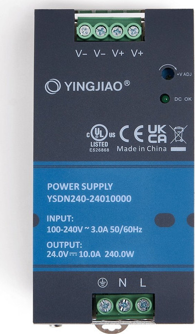 Напојување DIN шина ЈИНГЈАО YSDN240-24010000, 24V 10A 240W, сиво