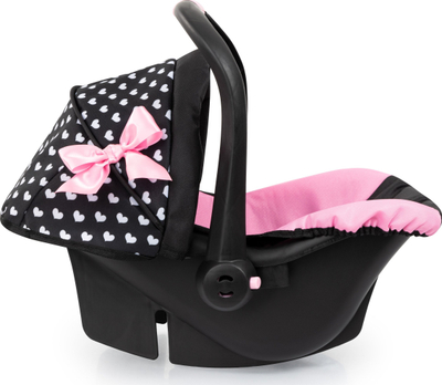 Sедиште за кукли Bayer Deluxe Car Seat Hearts, за кукли до 46cm, црно розово
