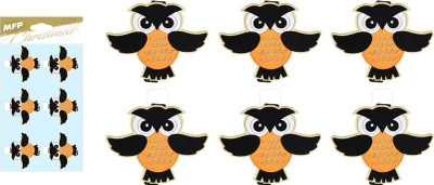 Kllipa druri për zbukurim MFP Owl, set me 6 copë, Halloween, portokalli edhe e zezë