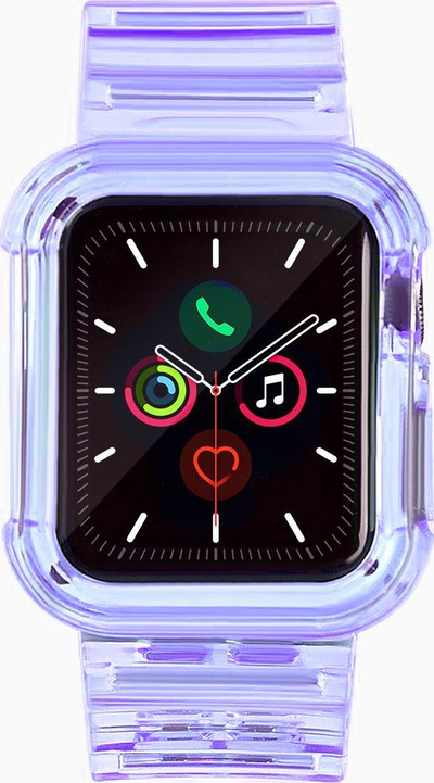 Rrip për Apple Watch 42/44mm, TPU, me kasë mbrojtëse, vjollcë transparente