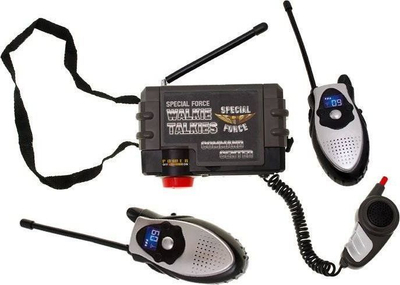 Lodër walkie talkie policie 3 në 1, 2 radiolidhje dore, stacion bazë, bardhë e zezë