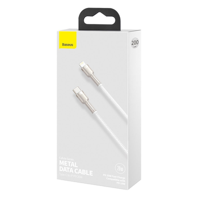 Kabllo USB Baseus CATLJK-B02, USB C në Lightning, 2m, e bardhë