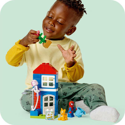 Lodër ndërtimi Lego Duplo Marvel Shpia e Spider-Man 10995, set me figura, për kalamaj 2+