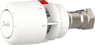 Kokë termostatike Danfoss Aero RA Click 015G4596, sensor me gaz i integruar, kufizim nga 16°C, e bardhë