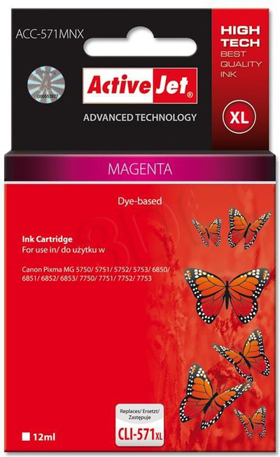 Ngjyrë printeri Activejet ACC-571MNX/CLI-571M, XL, vjollcë