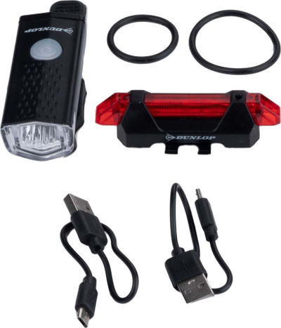 Set drita biçiklete Dunlop 473758, LED, karikim USB, IP44