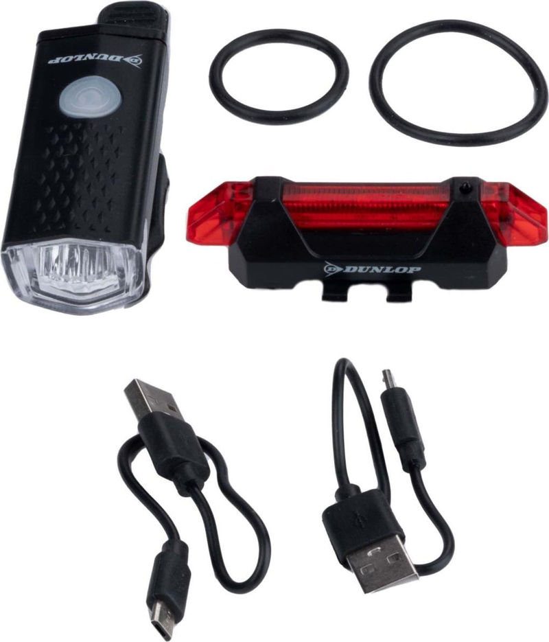 Set drita biçiklete Dunlop 473758, LED, karikim USB, IP44