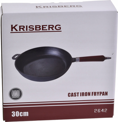 Tigan gize KRISBERG 30 cm, dorezë druri, i zi