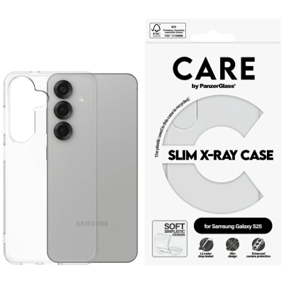 Mbështjellës telefoni PanzerGlass CARE Slim X-Ray, për Samsung Galaxy S25, silikon i butë, transparent