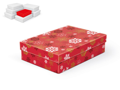 Kuti dhuratash për Krishtlindje Christmas A V006 AL, 24x16x6 cm, karton 1.5 mm, e kuqe festive