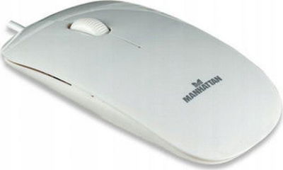 Maus Manhattan Superslim, me kabllo, USB, i bardhë