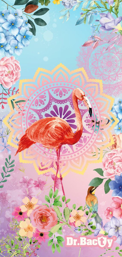 Peshqir Dr.Bacty Towel Flamingo, XL 70x140cm, i kaltër / rozë