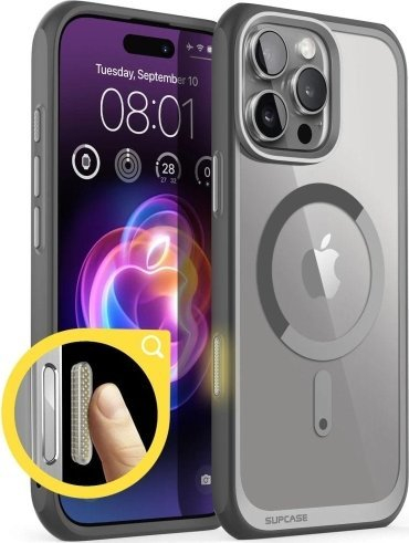 Mbështjellëse SUPCASE Unicorn Beetle MAG Slim për iPhone 16 Pro Max 6.9", MagSafe, transparente, gri