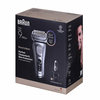 Rrojë elektrike Braun Series 9 Pro+ 9667CC, stacion Clean and Charge, e argjendtë