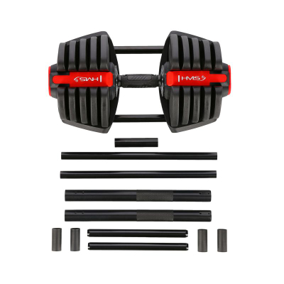 Set shtange dhe hantele HMS SGR40 PRO, peshë që e çon vetë 43.5 kg, 2 në 1, i zi me të kuqe