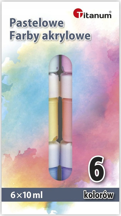 Ngjyra akrilike Titanium Pastel, set me 6 boja, 6x10ml, shumëngjyrëshe