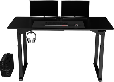 Tavolinë gaming ULTRADESK UPLIFT, ngrihet e ulet në lartësi, me menaxhim kabllosh, e zezë