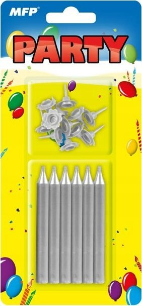 Qirinj për torte MFP, 7.8cm, set 12 copë, ngjyrë argjendi