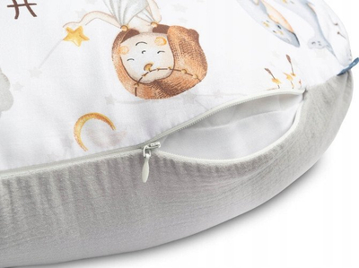 Jastëk ushqyerjeje për bebe Zodiac, muslin pambuk, gri