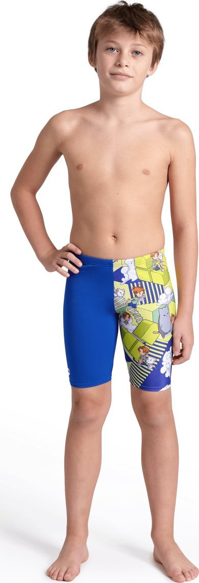 Shorts noti për çuna Arena Boy's Fantasize Swim Jammer, MaxLife Eco, print me shumë ngjyra, blu royal