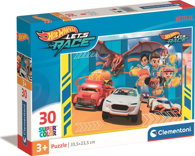 Puzzle Clementoni Super Color Hot Wheels, 30 pjesë, 33.5 x 23.5 cm, shumëngjyrësh