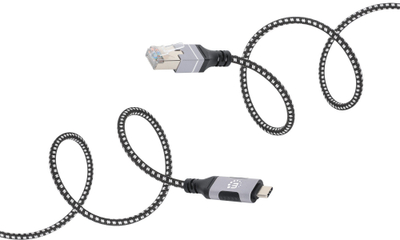 Kabllo rrjeti Manhattan USB C në Gigabit Ethernet, 10/100/1000 Mbps, 2m, e zezë argjendtë