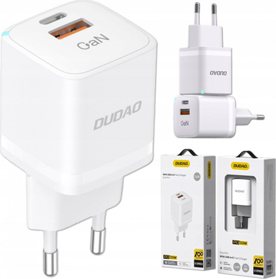 Karikues muri Dudao A13Pro GaN, 33W, USB C USB A, i bardhë