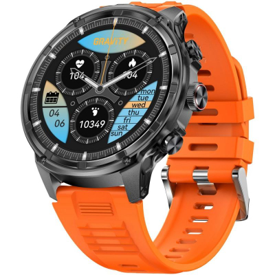 Smartwatch burrash Gravity GT41 4, ekran 1.85", thirrje me Bluetooth, portokalli me të zezë