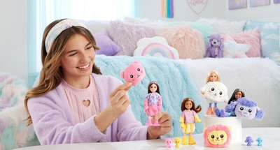 Kukull Barbie Chelsea Cutie Reveal Cozy Cute Tees, kostum poodle, me aksesore, vjollce