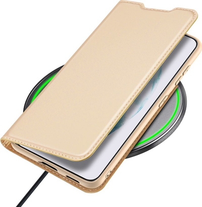 Kufi telefoni Dux Ducis Skin Pro për Samsung Galaxy S22 Plus, lëkurë PU, me qëndrim, ngjyrë gold