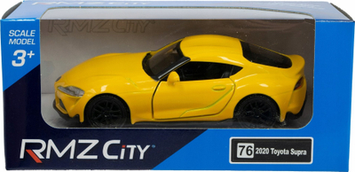 Lodër makinë RMZ City 2020 Toyota Supra, model diecast 1:34 1:39, për kalamaj 3+, e verdhë