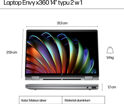 Laptop HP ENVY x360 14, 14", Ryzen 5 8640HS, 16GB RAM, 512GB SSD
