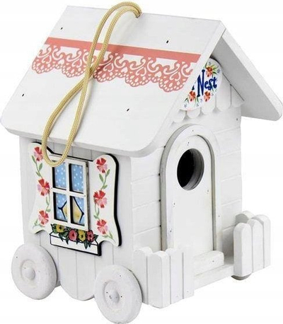 Куќичка гнездо за птици Garden&amp;Fun, дрво, 16x17x22.5cm, бела