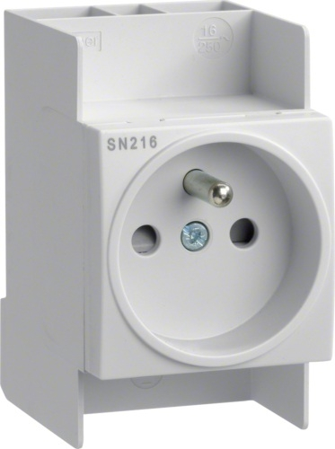 Prizë modulare Hager SN216, 2P+E, 10A 250V, gri